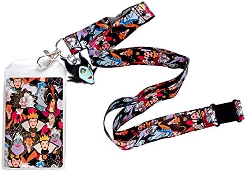 Loungefly Disney Villains All Over Print Lanyard with Maleficent Charm