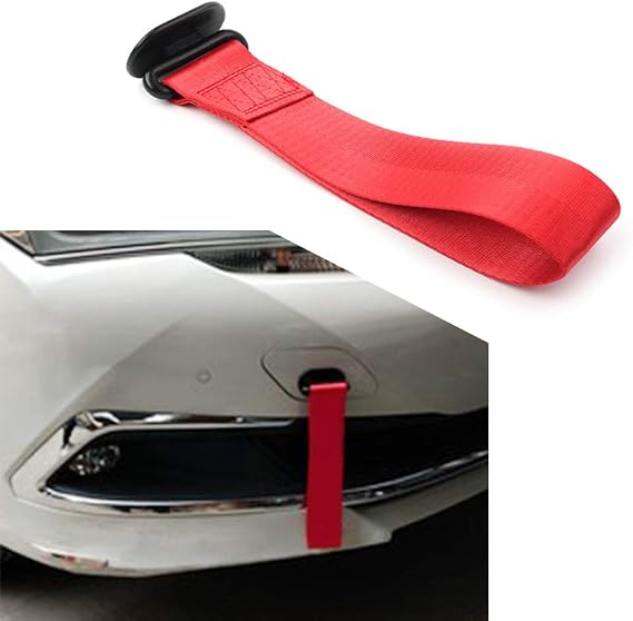 LIRU Car Auto Rear/Front Bumper Racing Car Tow Towing Strap Traction Belt Rope Rally Trailer Hook Universal,Red