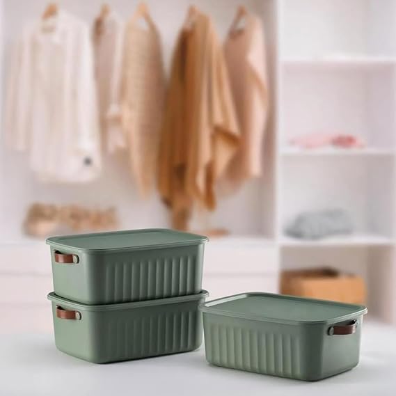 Deconox 1 Adet Düzenleyici Kapaklı Kutu, Dekoratif Saklama Kutusu, Organizer (35cm*25cm*14cm) YEŞİL 10 LİTRE
