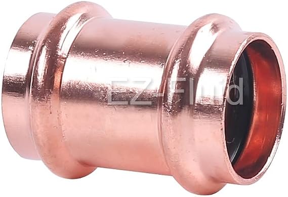 EZ-FLUID Heavy Duty 1-1/4" Press Slip Coupling without Stop LF Pressure Copper Fitting,No Pipe Tube Stop Couplings,Pro Press Copper Fitting Connection,Residential,Commercial Plumbing (1)