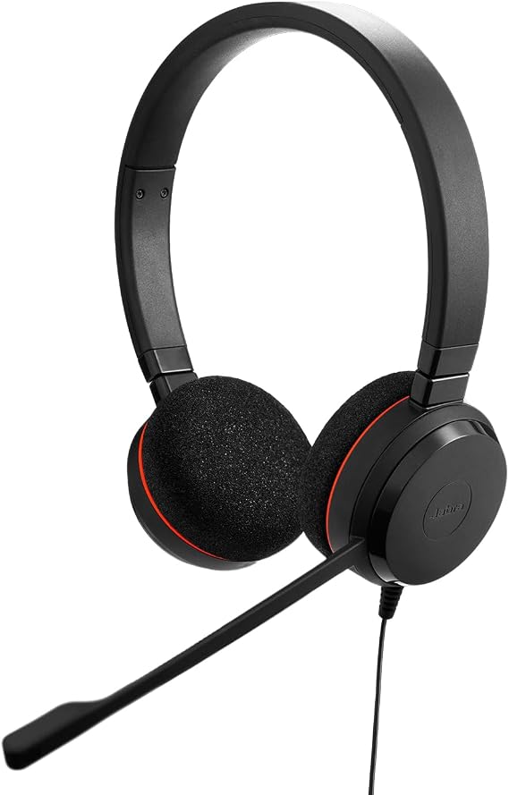 Jabra Evolve 20 Wired Headset (2025 Edition) with USB-A/USB-C, Black