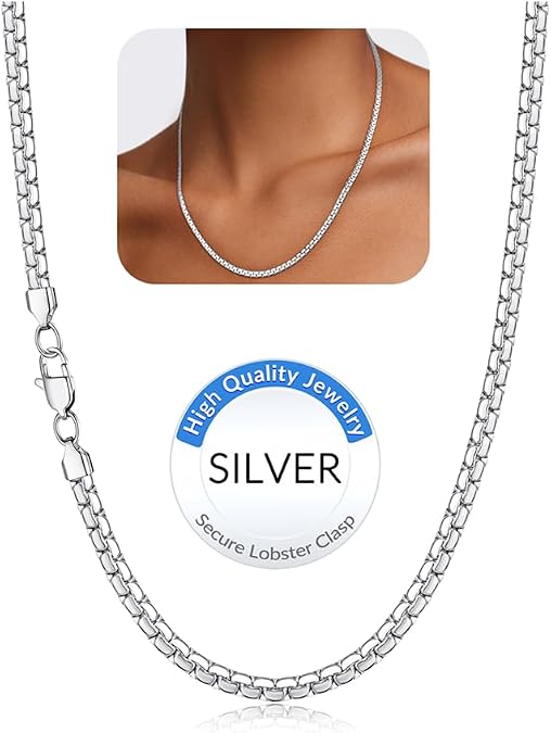 Jewlpire 3mm Flat Link Chain 18K Gold Plated/Black/Silver Chain Necklace for Women, Non-Fading Women's Chains Necklace 16 18 20 22 24 26 Inch