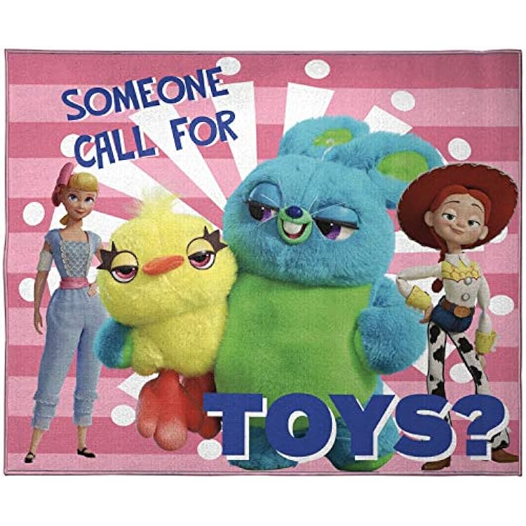 Jay Franco Disney Pixar Toy Story Bo Peep and Jessie Room Rug - Large Home Area Rug Measures 4 x 5 Feet - Features Ducky & Bunny Offical Disney Pixar Product