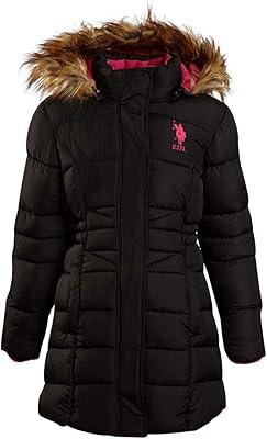 U.S. Polo Assn. Girls Bubble Jacket 2T, Black Long