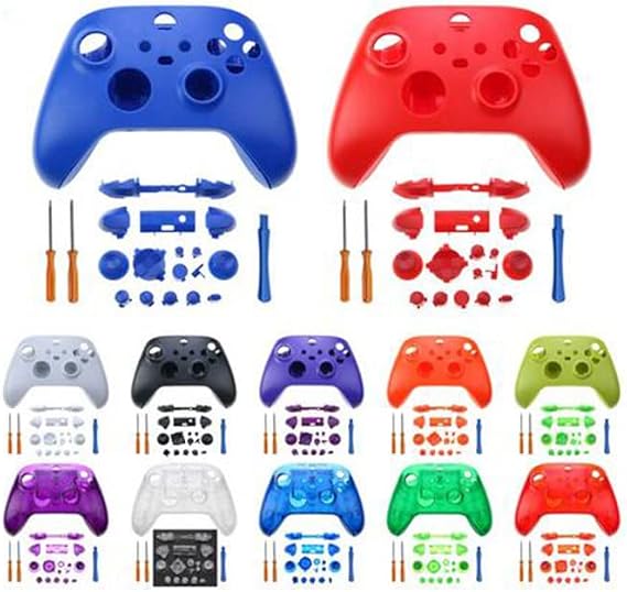Full Housing Shell Front Back Case Cover with LB RB LT RT Trigger Buttons Tools for Xbox Series X S Controller (Clear)