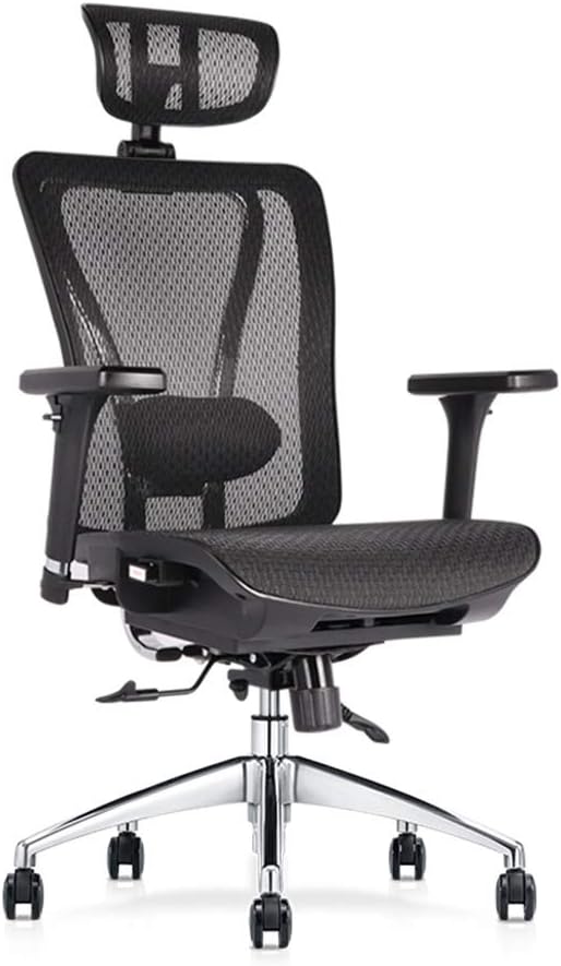 Office Computer Chair Ergonomic Office Chair, Reinforced Chassis Mesh Swivel Chair Heavy Duty Office Chair with Adjustable Headrest, Armrest and Padded Lumbar Support, Tilt Function Task Chair