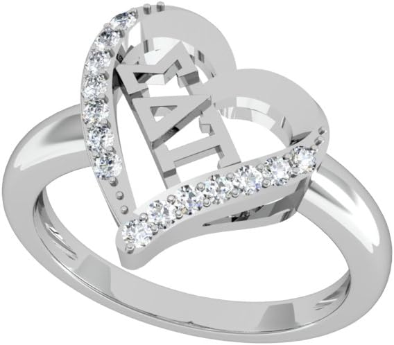 Sigma Delta Tau Heart Silver Ring