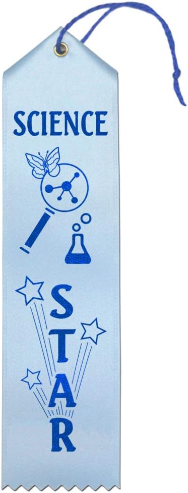 RibbonsNow Science Star Ribbons - 25 Light Blue Ribbons with Card & String