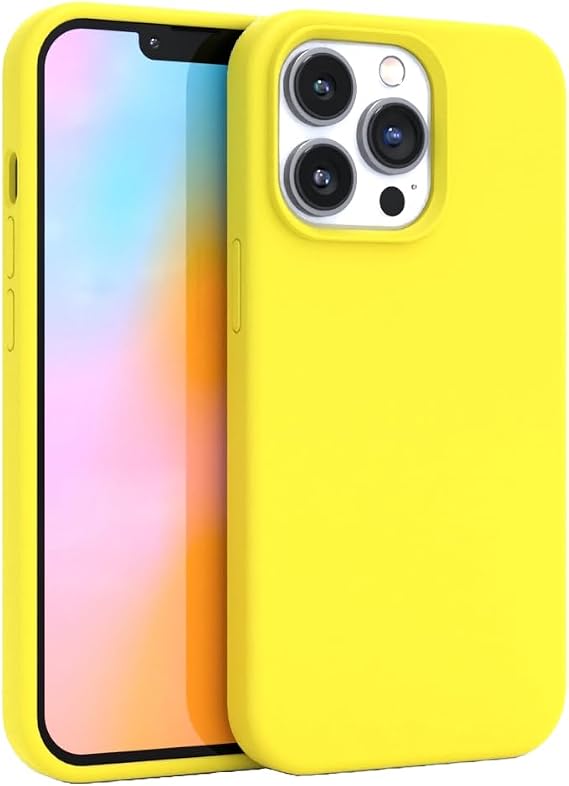 FELONY CASE iPhone 15 Pro Max用 ネオンイエロー シリコン 耐衝撃ケース | 柔らかいマイクロファイバーの裏地が付いたプレミアムリキッドシリコンの外装は、傷や日常着から保護します。