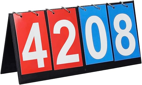 Scoreboard, 1 Pcs 4 Digit Flip Tabletop Scoring Board, Sports Competition Score Board, Scoreboards for Indoor Outdoor Basketball Football Pool Volleyball Hockey Ball Snooker Cricket Table Tennis
