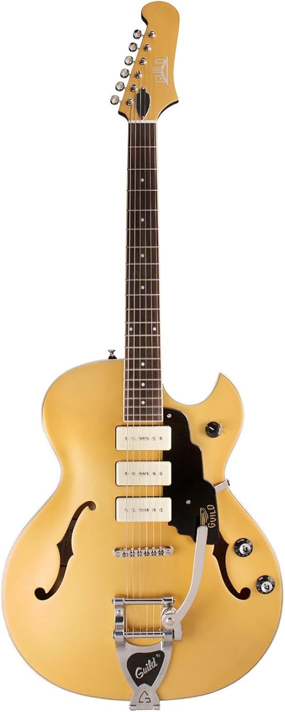 Guild Guitars Starfire I Jet 90 Semi-Hollow Body Electric Guitar, Satin Gold, Florentine-Cut, Newark St. Collection