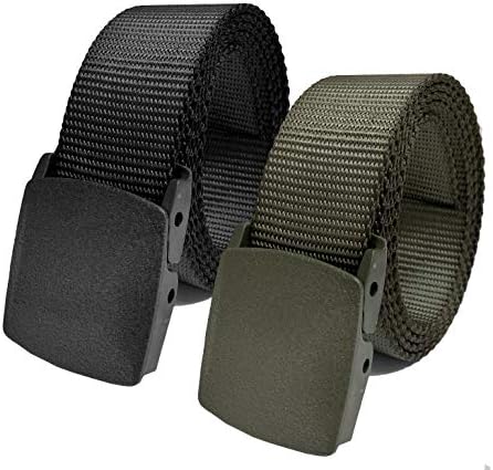 Men's Adjustable High Strength Utility Tactical Belts with Heavy Duty Plastic Buckle Up to 80" Length