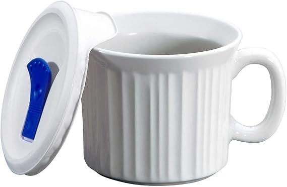 Corningware Plastic 20-Ounce Oven Safe Meal Mug with Vented Lid, French White