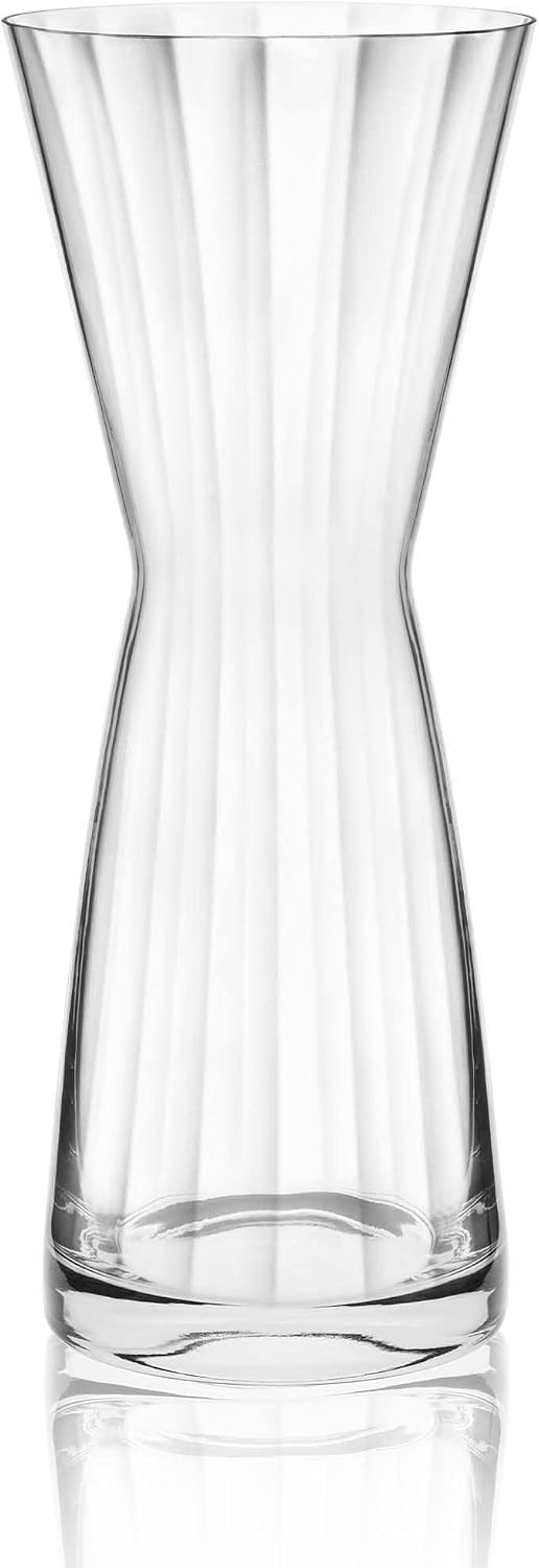 Waisted Crystal Vase "Mirage" | Tall Crystal Glass Flower Vase with Optic Effect | 28.8cm
