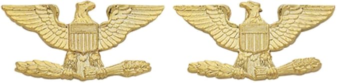 COLONEL EAGLE GOLD UNIFORM COLLAR BRASS PINS INSIGNIA EMBLEM ARMY MILITARY POLICE, SMALL 1" x 1/2" (Sold as PAIR, 2 Included !) | POLICE, SMALL 1" x 1/2" (Sold as PAIR, 2 Included !)