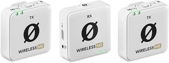 RØDE Wireless ME Dual Set Ultra-compact Wireless Microphone System with Built-in Microphones, GainAssist Technology and 100m Range for Filmmaking, Interviews and Content Creation (White)