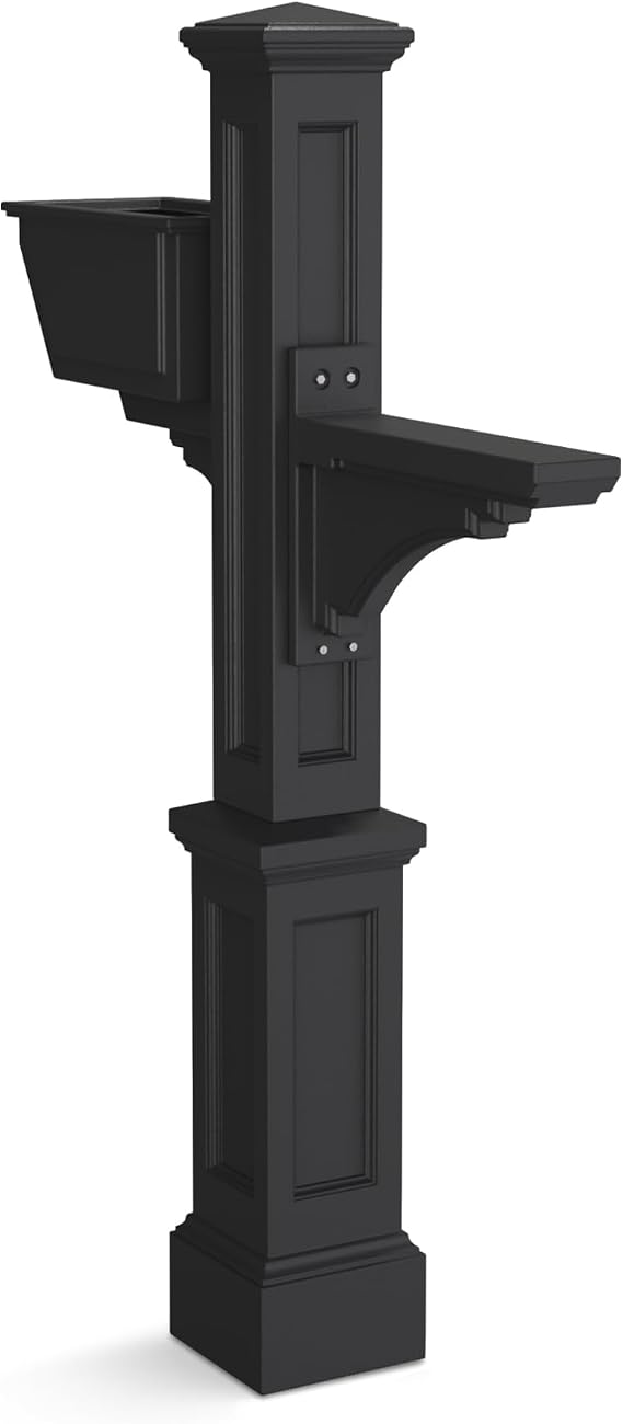 Mayne Westbrook Decorative Mail Post with Planter, Black