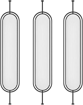 Wall Room Divider, Privacy Decoration Separators with Glass, Freestanding Room Divider Screen, for Bedroom, Kitchen, Office, Black-3pc-180x50cm/70.9x15.7in