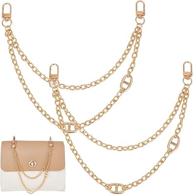 UNICRAFTALE 2Pcs 11.57 Inch Bag Chain Decorative Metal Bag Strap Purse Extender Strap 2-Layer Chain Strap Short Handbag Handle Chain with Swivel Clasps for Bag Replacement Accessories