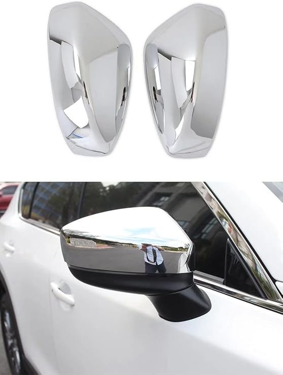 Kadore For Mazda CX-9 CX9 2017-2022 Chrome Side Door Rear View Mirrors Cover Trim Caps 2-pc