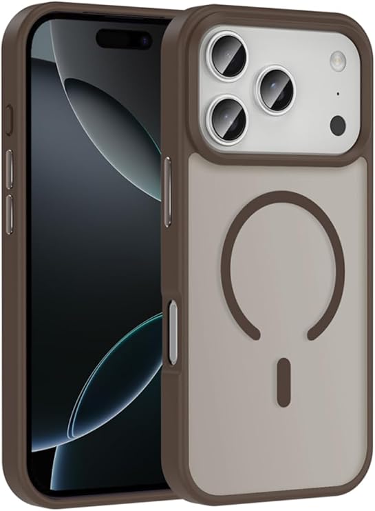Apple iPhone 17 Pro ile Uyumlu Mat Yüzey MagSafe Şarj Özellikli Kılıf Desert Titanyum, Zr-Sio-iPhone 17 Pro