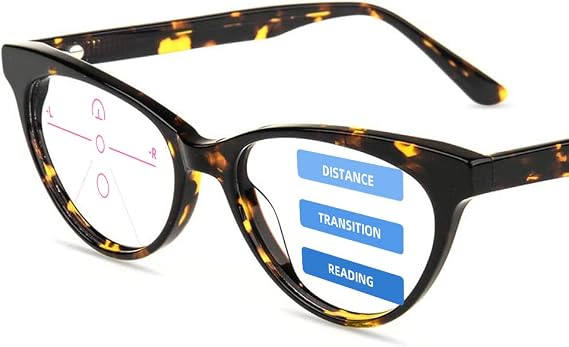Firmoo Progressive Multifocal Cateye Blue Light Blocking Reading Glasses 3.0 for Women Men, Computer Readers Eyeglasses