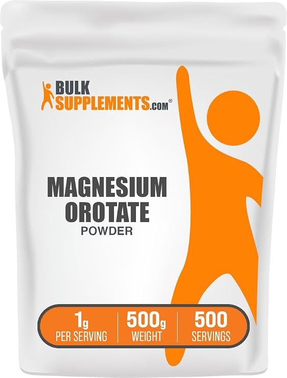 Magnesium Orotate Powder - High Absorption Magnesium Supplement - Unflavored & Gluten Free, 1g per Serving, 500g (1.1 lbs) (Pack of 1)