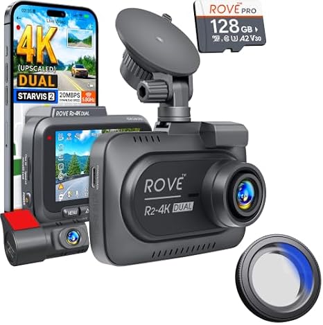 ROVE R2-4K Dual Dash Cam Front and Rear with Ultimate CPL Filter