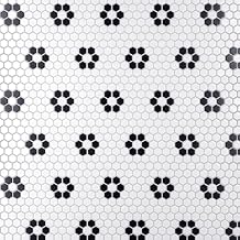 Metro 1" Hex Matte White w/Flower 10-1/4" x 11-7/8" Porcelain Mosaic Floor and Wall Tile