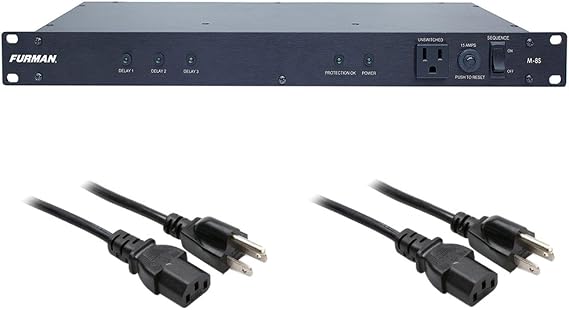 Furman Merit M-8S Power Sequencer with (2) Hosa 18 Gauge Electrical Extension Cable