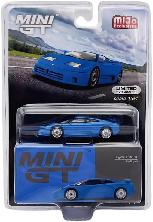 True Scale Miniatures Model Car Compatible with Bugatti EB110 GT Blu Bugatti 1/64 Diecast Model Car Mini GT MGT00644