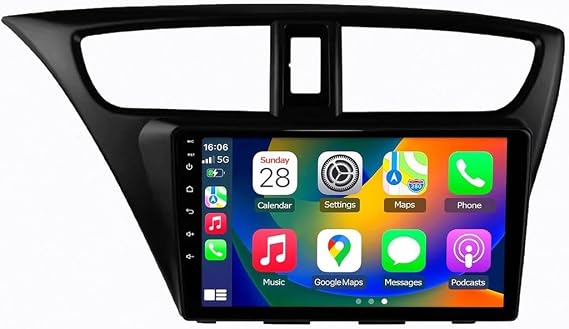 Carplay Android Auto Screen for Honda Civic 9 Hatchback 2012-2017 with Bluetooth, Fm, Aux, Map Navigation, Voice Assistant Siri/Aux/Airplay/Fm/Radio Car Stereo, 4 Core 1G+16G