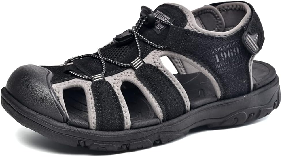 Veslexth Men's Outdoor Hiking Sandals Closed Toe Athletic Sport Sandals Summer Water Shoes