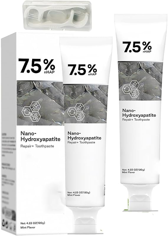 Hydroxyapatite Toothpaste,Nano Hydroxyapatite Repair & Protect Toothpaste, 7.5% Fluoride-Free Hydroxyapatite Enamel Repairing Breath Freshening Whitening toothpastes (2PCS-A)