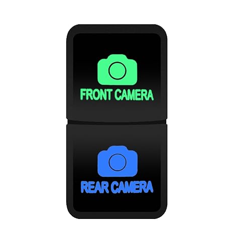 Front Camera/Rear Camera Push Switch 12V Green Blue Led Dual Button Switch 1.54" x 0.83" for Toyota Prado 100 200 Series Hilux 4Runner Tacoma FJ Cruiser Landcruiser Tundra HiAce