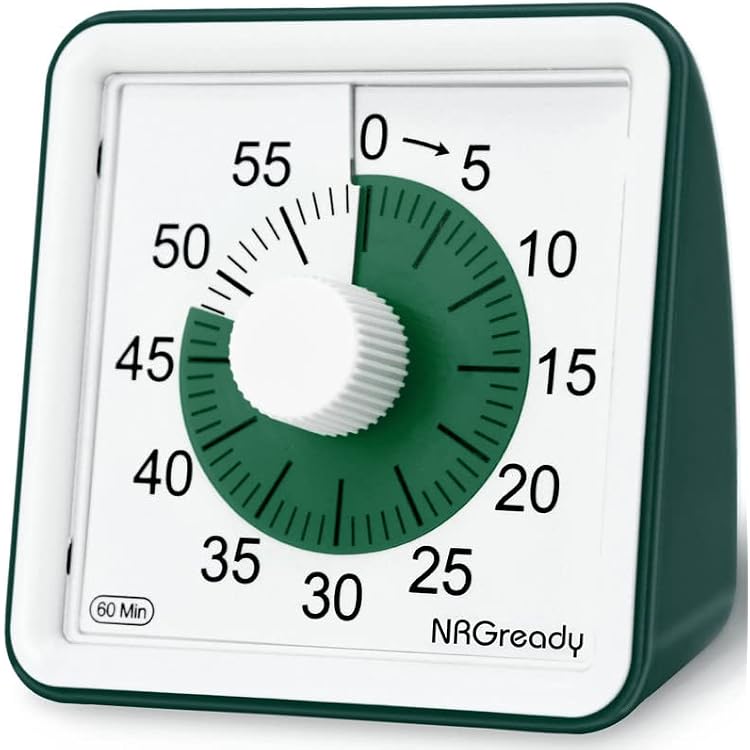 Visual Timer for Kids and Adults, 60-Minute Countdown Timer with Silent Operation and Time Management Tool, Classroom Timer Fit for Kids Desks, Homeschooling, Office, and Meetings(Green 2.0)