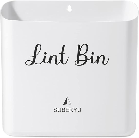 SUBEKYU Magnetic Lint Bin Small Waste Bin for Laundry Room,White