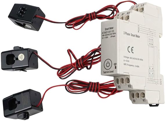 Three-Phase Smart Energy Meter, for zigbee Power Monitor with for ct for Tuya App, DIN Rail 3P4W 100A