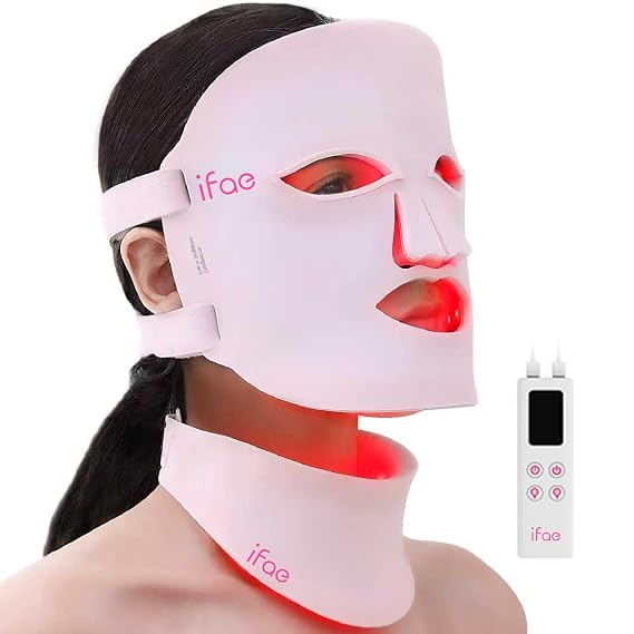 Red Light Therapy for Face and Neck, 7-Mode Red Light Therapy Mask with 396 LEDs, 850nm NIR Portable 2600mAh LED Face Mask for Wrinkle and Acne Reduction Skincare at Home