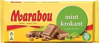 Marabou Mint Krokant Milk Chocolate Bar 200g Sweden