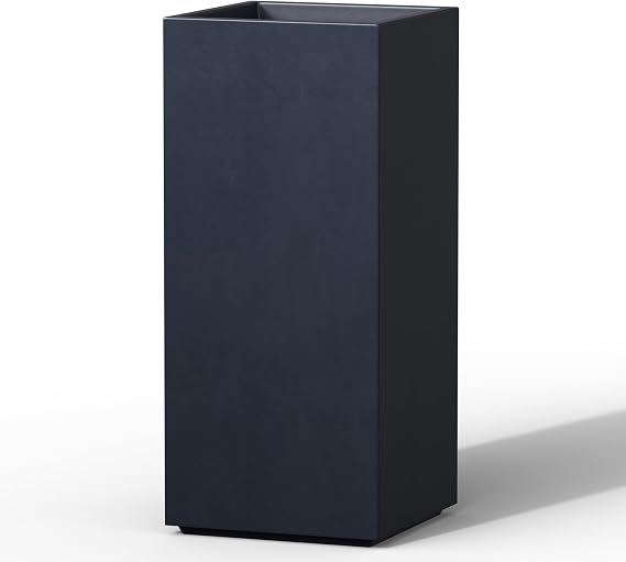 Kante 19.9 Inch Outdoor Rectangular Concrete Planter, Heavy Duty Dark Gray Vessel with Drainage Hole & Rubber Plug, Lightweight Weatherproof Pot for Home Porch Landscape Decor