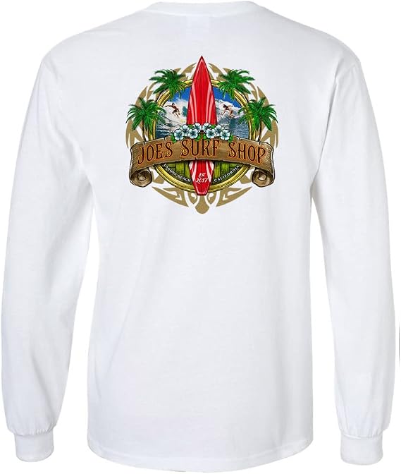 JOES SURF SHOP Men's Longboard Logo Long Sleeve Cotton Tees
