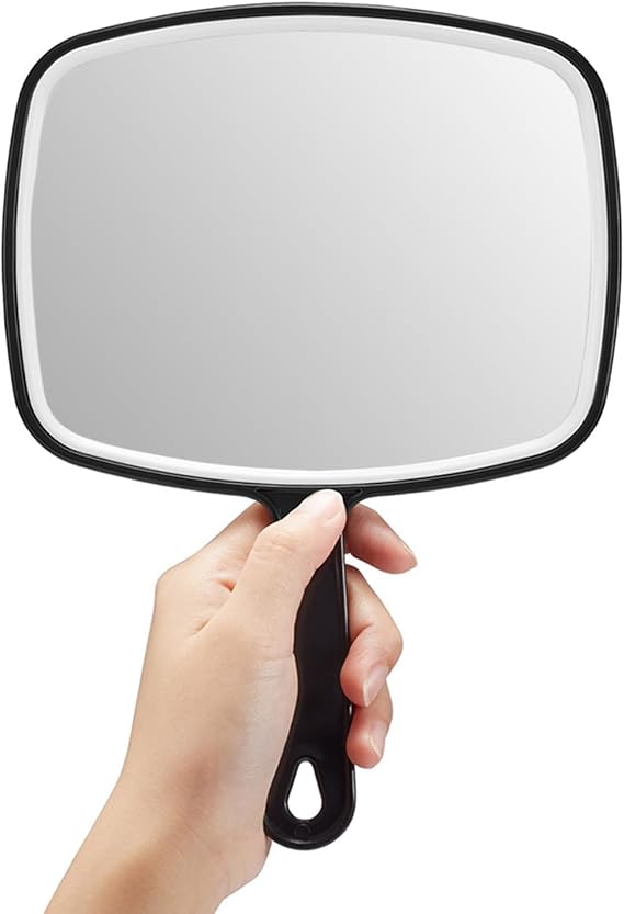 OMIRO Hand Mirror Black Hand Mirror with Handle Square Large (Pack of 3)