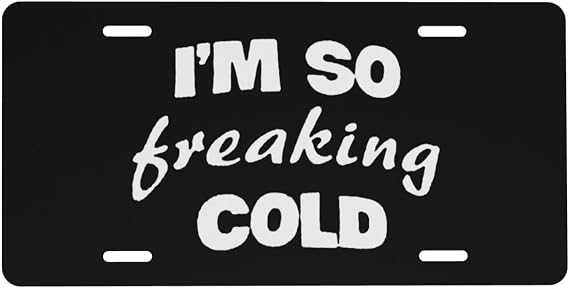 I'm So Freaking Cold Car Front Fake License Plate Decoration Vanity Label 6x12 Inch Front and Rear License Plates