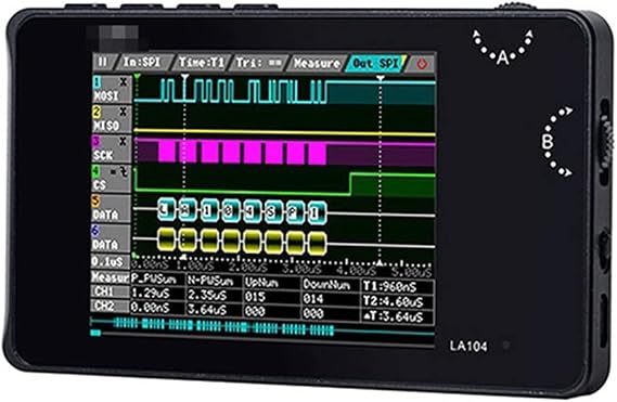 Logic Analyzer Kit Digital Logic Analyzer LA104 USB. Mini 4 Channel Built-in 100MHz Maximum Sampling Rate 8MB Flash Storage 2.8" Oscilloscope Accurate Measurements