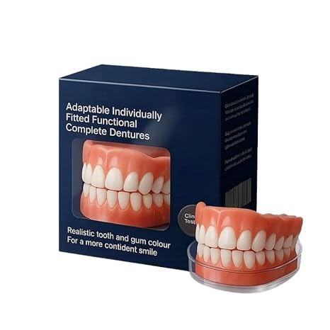 Functional Dentures, Advanced Customised Full Denture Set, Soft Denture Reline Kit, Snap On Veneers Teeth, Silicone Reline Kit For Men & Women (1set)