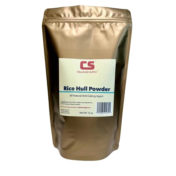 Cellulose Supply Natural Rice Hull Powder Anti-Caking Agent - Food Grade Flow Agent for Spices, Salts, and Dry Mixes - 100 Mesh Profile - Milled in the USA