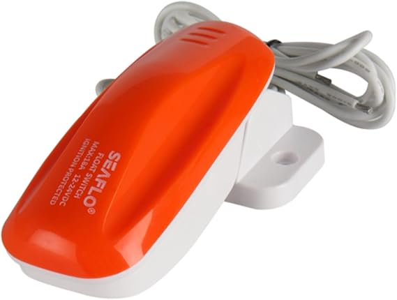 SEAFLO 02 Series Bilge Pump Float Switch - 12V/24V 18A Automatic Water Level Switch with 1m 16 AWG Leads, Sensor for Marine Boat Fresh & Salt Water Bilge Pumps,