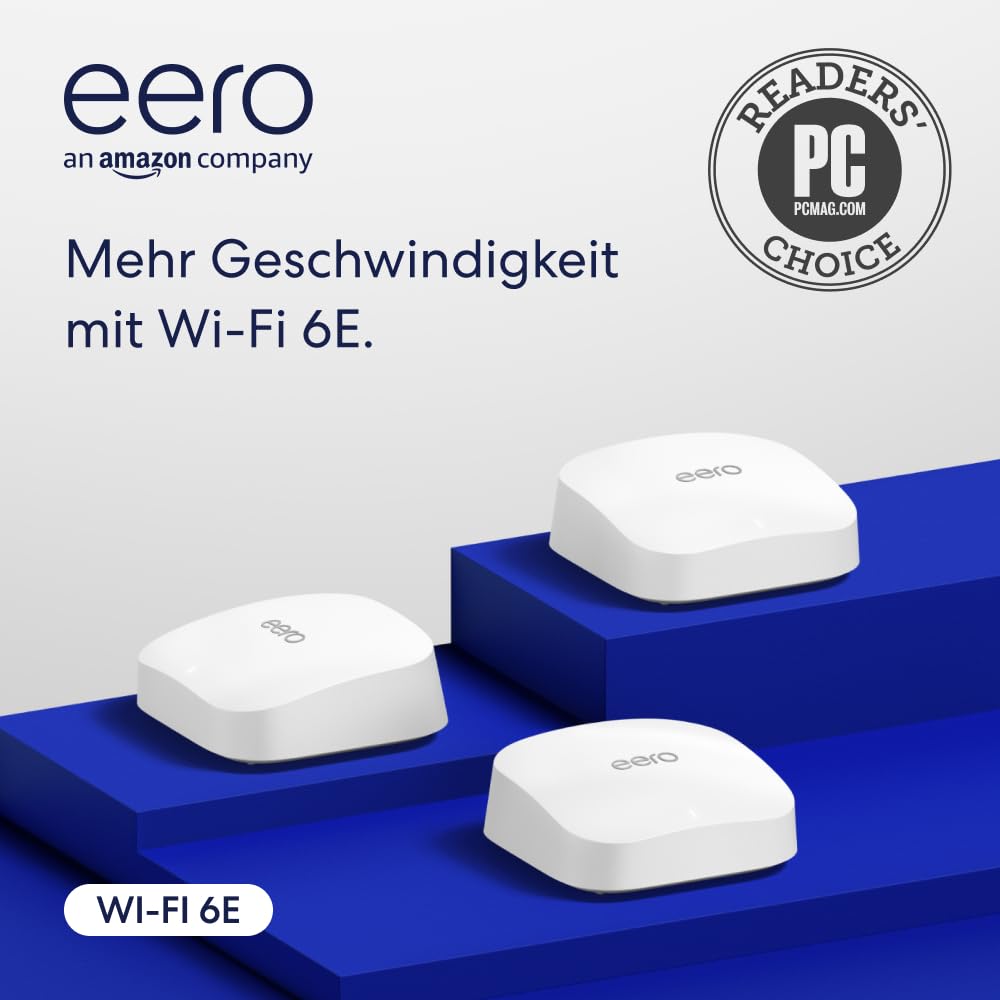 Amazon eero Pro 6E Mesh WiFi Router 2.5 Gbps Ethernet Up to 560 m² Coverage For Connections to Over 100 Devices Ideal for Streaming Work and Gaming Pack of 3 2022
