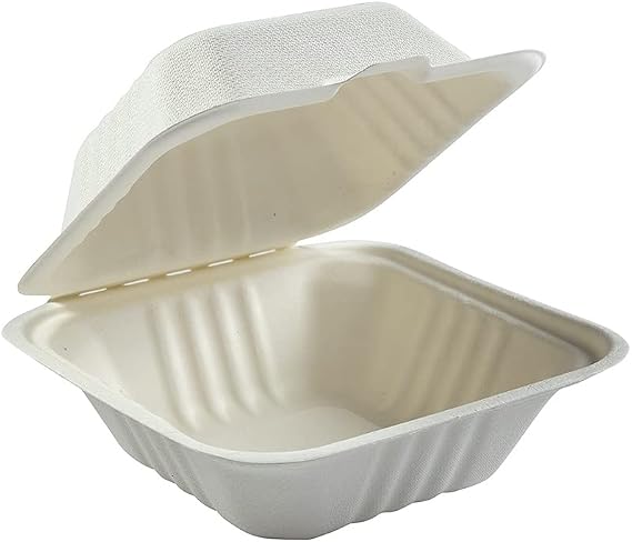 Primeware 6" Sugarcane Clamshell Container / 500-ct. case